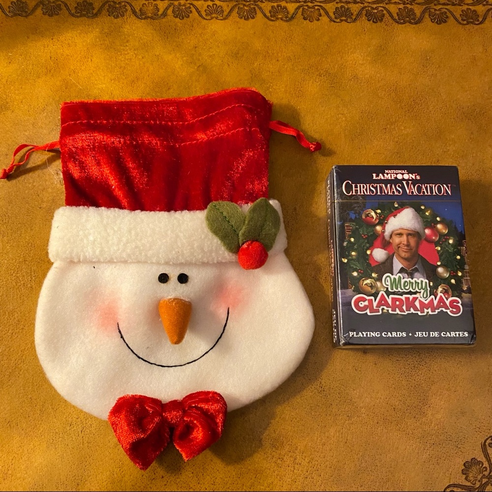 NWT National Lampoon's Christmas Vacation Playing Cards with Felt Made Gift Bag